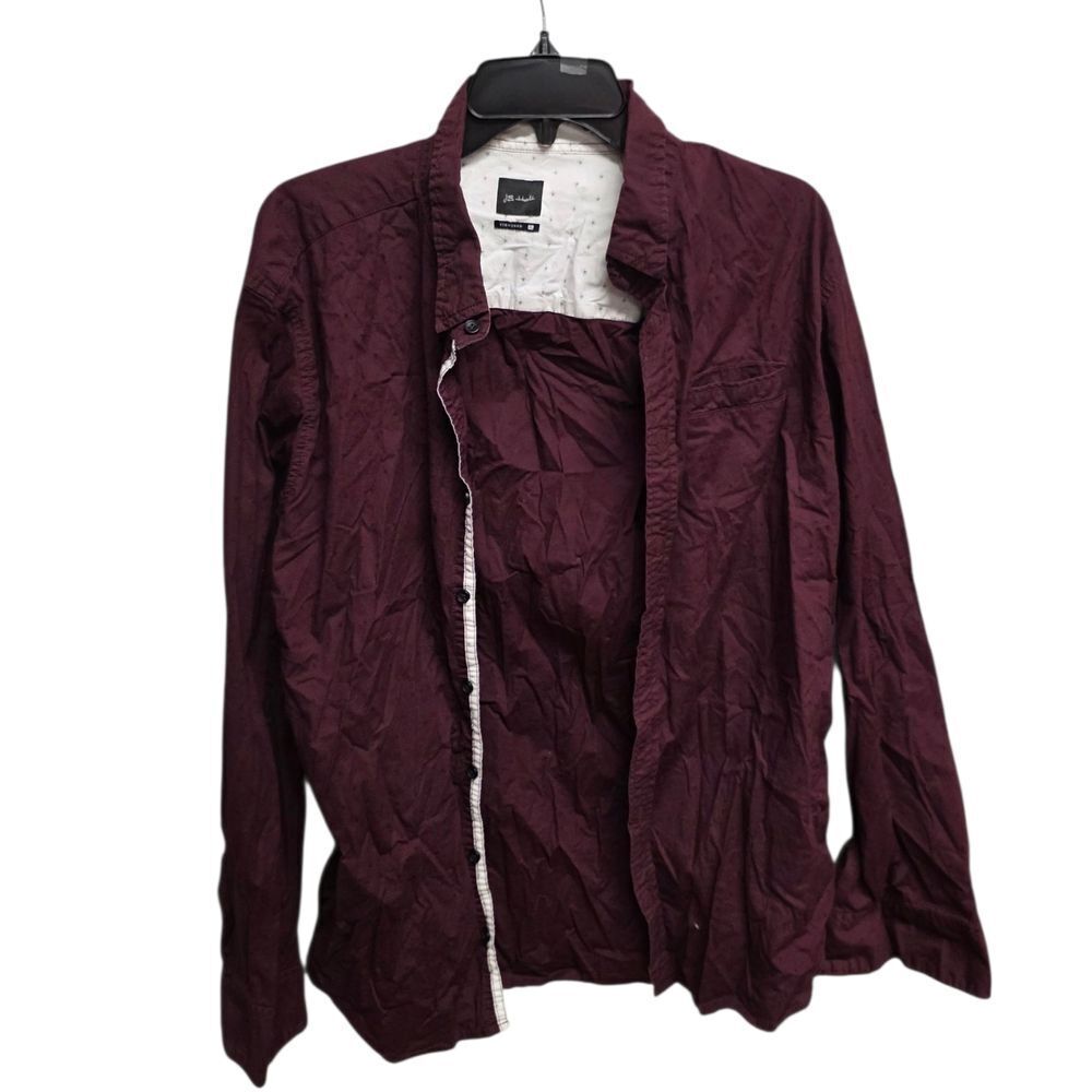 J.B. Holt Maroon Polka Dot Standard Button Down Shirt XL